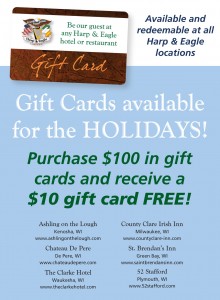 Holiday gift card offer: Buy $100, get a $10 gift card free.